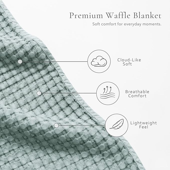 Konssy Waffle Baby Blanket - Soft & Cozy Nursery Swaddle Blanket, Lightweight Toddler Throw for Boys & Girls, Ideal for Wrapping(Light Green)