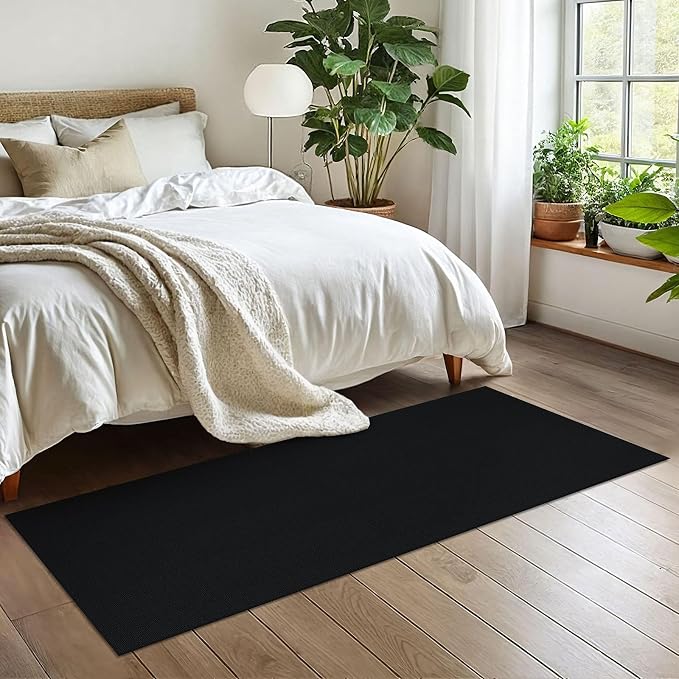 EARTHALL Washable Runner Rug 2x6 Ft Non Slip Runners for Hallways Cotton Rubber Backed Kitchen Runner Braided Indoor Floor Carpet Runners for Entryway, Hallway, Kitchen, Bedroom, Black/Grey