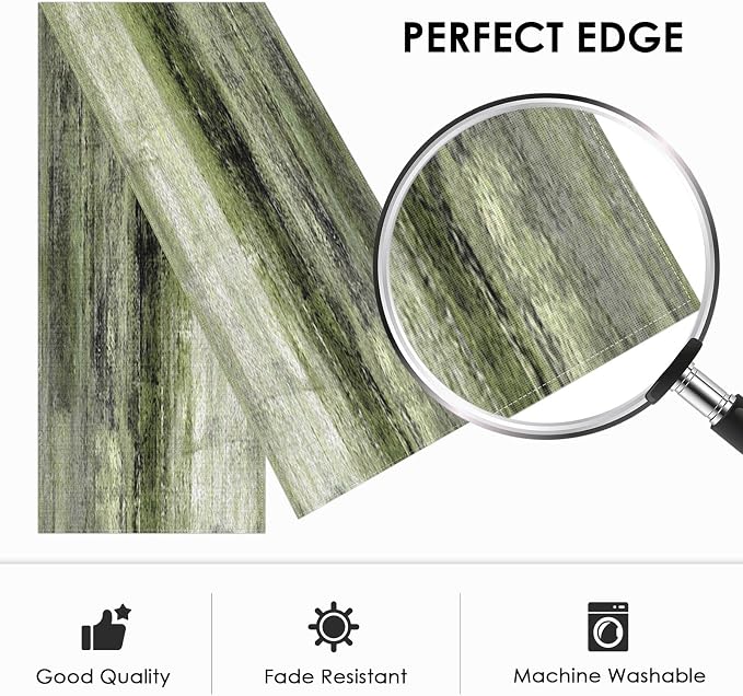 Emvency Farmhouse Table Runner, Vintage Olive Green and Grey Abstract Art Painting for Kitchen Coffee Table Family Dinners Holiday Parties Wedding Events Decor(13x108 inch)