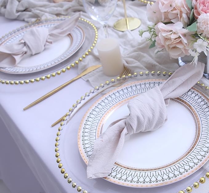 Dinner Cloth Napkins Bulk,100% Soft Cotton Linen Napkins,Washable Napkins with Hemmed Edges for Weddings Decorations,Family Event Parties,16”*16” (Natural, 12 Pack)