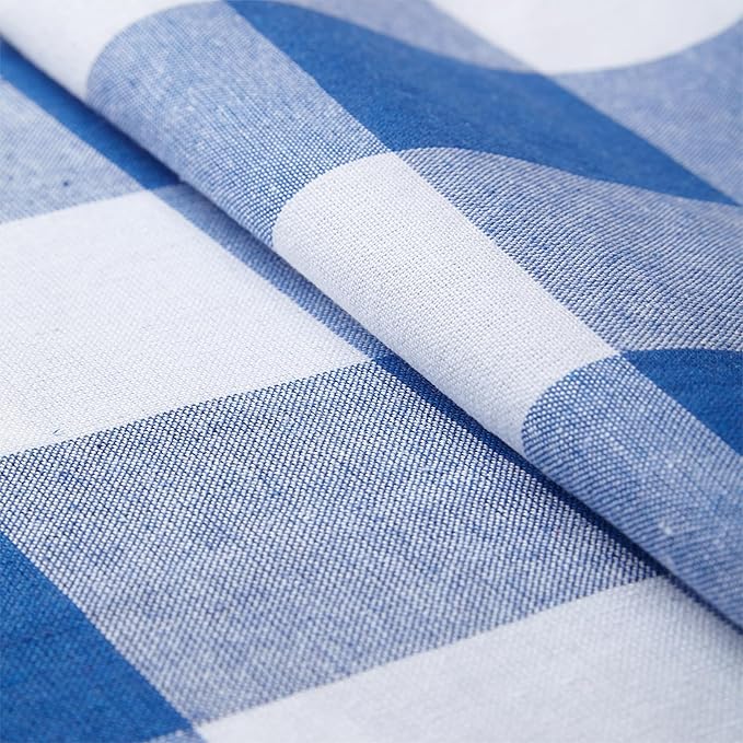 Encasa XO Cotton Cloth Napkins Set of 12, 17"x17" | Washable & Reusable Dinner Napkins Buffalo Blue Checks Table Napkins for Farmhouse, Wedding, Holiday, Party & Everyday Dining