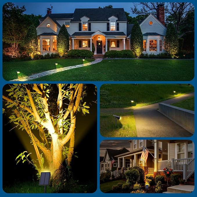 WENATY Solar Lights Outdoor Waterproof IP65, [12 Pack/4 Modes] Spot Solar Light for Outside, Dusk to Dawn LED Solar Powered Yard Garden Landscape Lighting Spotlights for Path Patio Walkway, Warm White