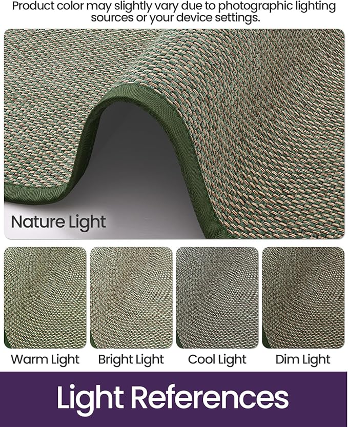 DEXI Ultra Thin Entryway Indoor Door Mat 32x48, Non Slip Rubber Backing Inside Entry Mat, Low Profile Easy Clean Dirt Trapper Doormat for Inside Entrance Patio, Green