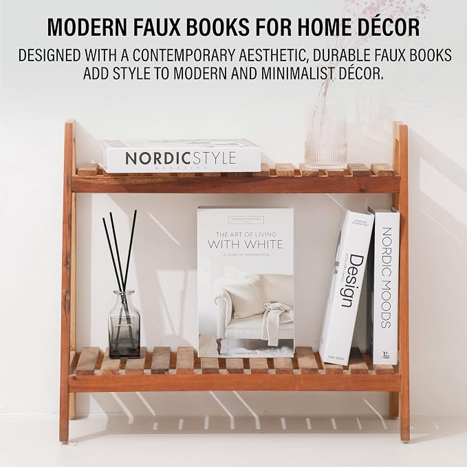 PROBENEX 4 Pcs Decorative Books | Faux Modern Black Shelf & Table Decor | Looks Luxe, Lightweight, Tool-Free - Instant Shelf and Table Styling