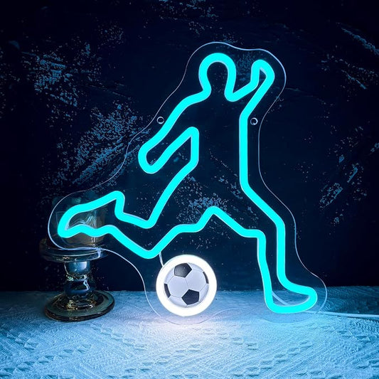 Allball Soccer Neon Sign, Football Neon Light USB Powered, for Football Player LED Sign Man Cave Youth Soccer Trophies Theme Party Room Bedroom Decor Birthday Gifts(15.7 * 10.6 In)
