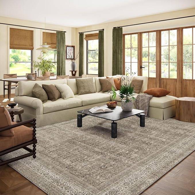 palohom 10x12 Area Rugs for Living Room: Bedroom Rug Washable Stain Resistant Non Slip Low Pile Soft Boho Large Area Rug for Kitchen Dining Room Under Table Nursery Farmhouse Home Office Indoor