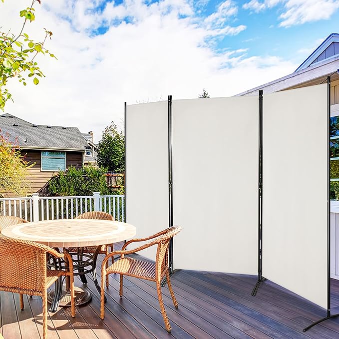 DORTALA 3-Panel Room Divider, Freestanding Folding Privacy Partition Screen with Steel Frame, Morden Room Divider for Separating Room in Bedroom, White