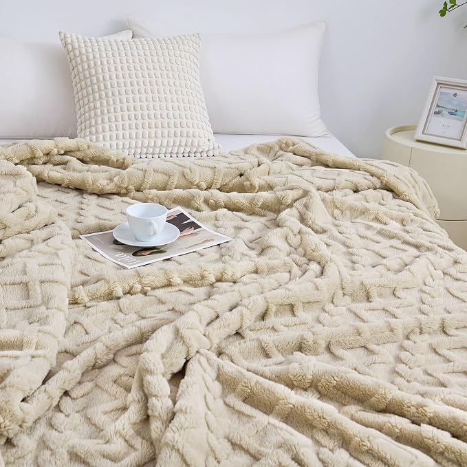 Aganear King Size Blanket - Portable, Breathable & Skin-Friendly for Couch, Sofa, Bed, Office (108"x90", Khaki)