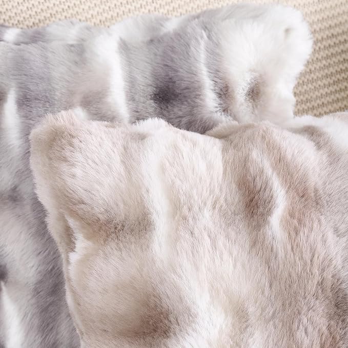 MADIZZ Pack of 2 Thick Plush Faux Wool Throw Pillow Covers Soft Boho Throw Pillows Luxurious Cushion Covers for Couch Sofa Bedroom Living Room Home Decor 18x18 Inch White Taupe