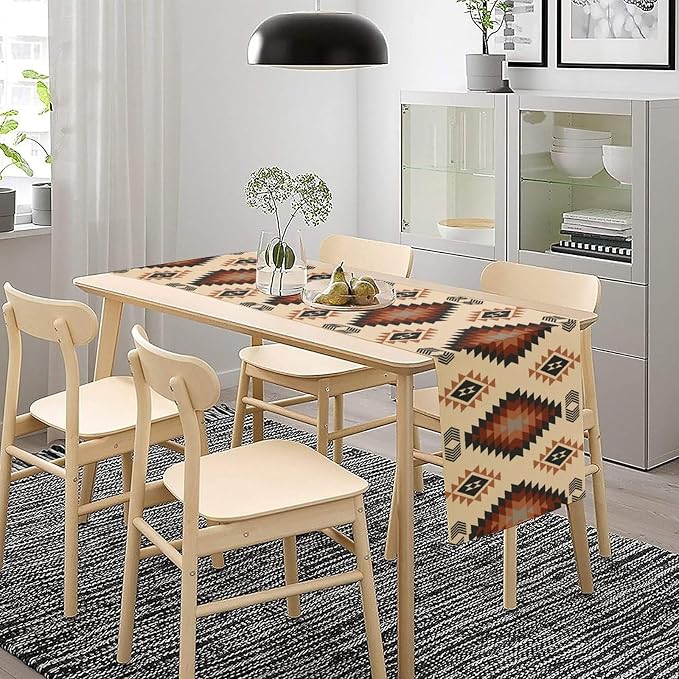 Aztec Southwest Table Runner,Ethnic Style Design Geometric Table Runners Table Setting Decor for Garden Farmhouse Wedding Party Holiday Dinner Home Coffe 13x36 Inch