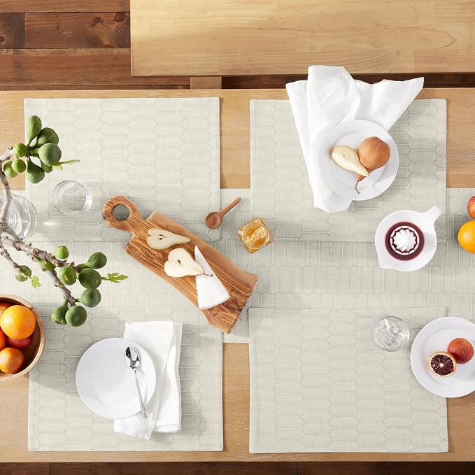 Martha Stewart Honeycomb Modern Farmhouse Reversible Table Runner, Natural, 15"x72"