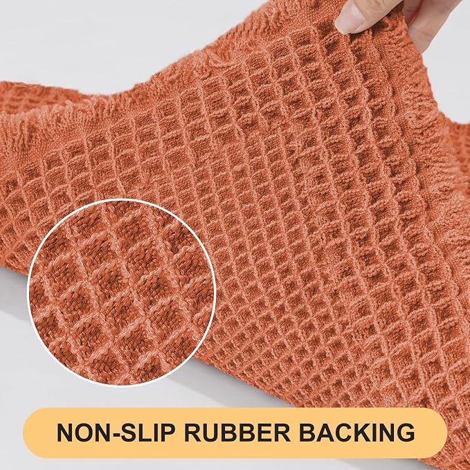 IM HOME Extra Large Waffle Bath Mat, Boho Bathroom Rugs Absorbent Non Slip, Ultra Soft Bathroom Mat, Machine Washable Knit Bath Rugs with Herringbones for Bathroom,Bedroom,Shower,6'x2', Burnt Orange