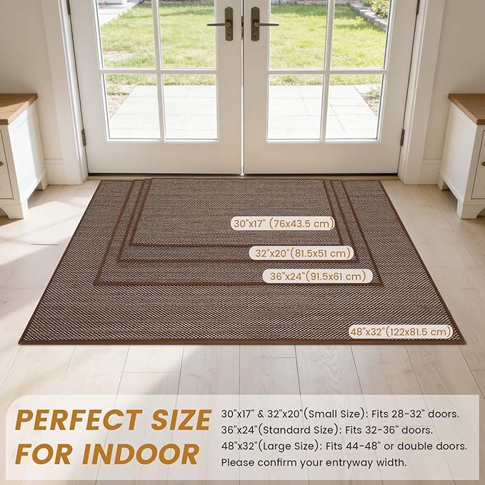 SMILOOL Front Door Mat Indoor Entrance, 32" x 48" Non-Slip Inside Door Mats for Entryway, Dirt Resistant and Absorbent Washable Doormat, Low Profile Entry Way Doormats for Patio, Porch, Dark Brown
