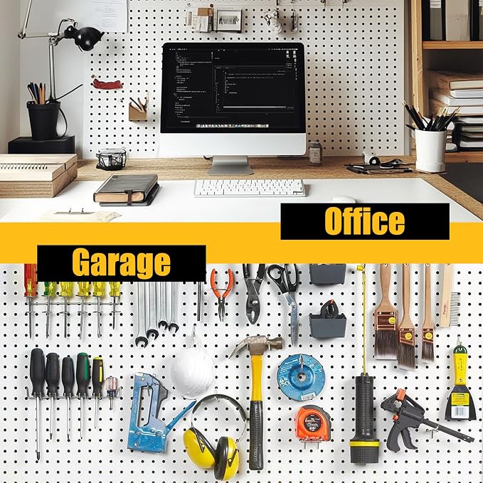 Spampur Peg Board, 8 Pack Metal Pegboard Panels, Black Pegboards Accessorie | Heavy Duty Peg Board Walls Home, Garage Tool Storage, Gaming /Desk /Office Organizer, Craft Room, Home Improvement