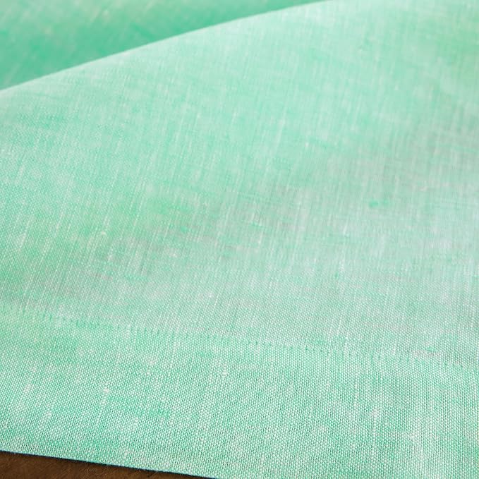 Solino Home Linen Table Runner 72 Inches Long - Athena, 100% Pure Linen Chambray Aqua Dining Table Runner 14 x 72 Inch for Summer