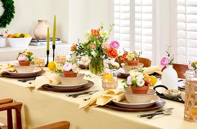 Solino Home Linen Tablecloth 60 x 156 Inch - 100% Pure Linen Golden Straw Table Cloth for Rectangle Tables - Fete, Machine Washable Tablecloth for Summer