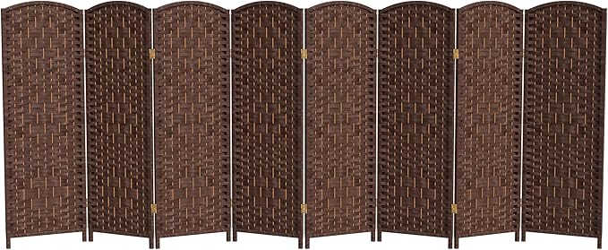 Red Lantern 4 ft. Short Diamond Weave Fiber Folding Screen - Dark Mocha - 8 Panel