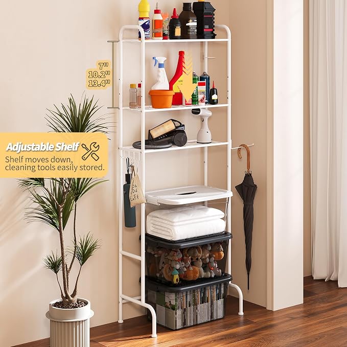 Over The Toilet Storage,3-Tier Heavy Duty Metal Bathroom Organizer, Freestanding Space Saver with Wide Shelves for Towels & Toilet Paper (White)