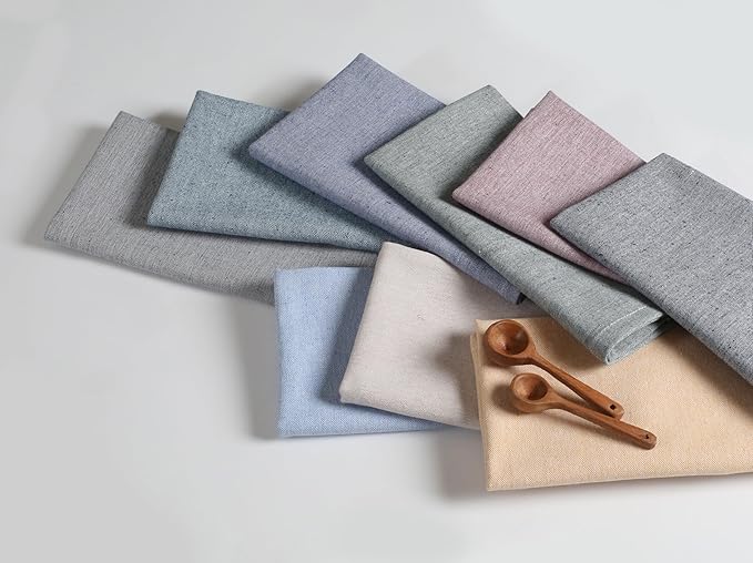 Native Fab Spring Easter Cloth Napkins - Set of 4 (17x17) 100% Cotton - Textured Chambray Pastel Blue - Soft, Absorbent, Washable, Reusable Everyday Use, Baby Shower, Dinner, Sunday Brunch, Sky Blue