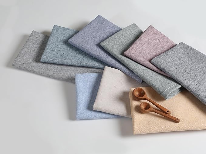 Native Fab Set of 4 Chambray Cloth Napkins - 100% Cotton, 17x17 Inches, Soft, Durable, Washable, Hotel-Quality Dinner Napkins - Reusable Table Linen for Home Dining, Café, Events, Buffet, Black