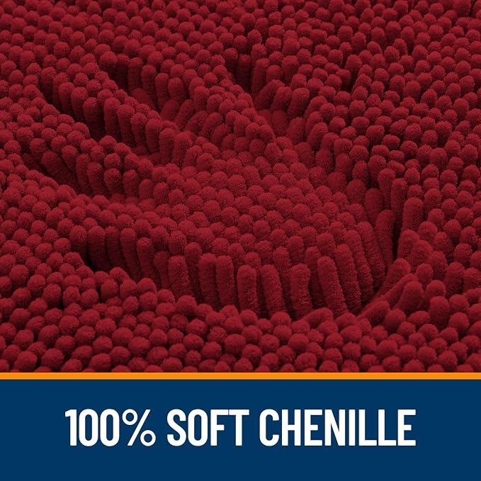 OLANLY Large Bathroom Rugs 50x30, Extra Soft Absorbent Chenille Bath Rugs, Rubber Backing Quick Dry, Machine Washable Bath Mats for Bathroom Floor, Tub and Shower, Home Decor Accessories, Red