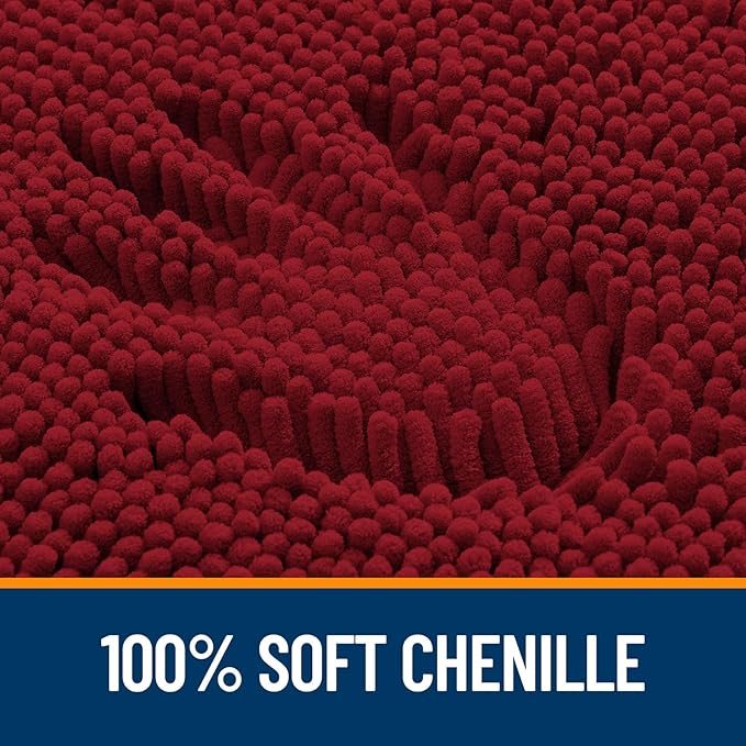 OLANLY Toilet Rugs U-Shaped 20x20, Extra Soft Absorbent Chenille Contour Bathroom Rugs for Toilet, Dry Quickly, Machine Washable, Non-Slip Bath Mat, Red