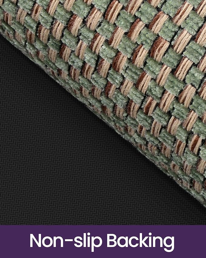 DEXI Ultra Thin Entryway Indoor Door Mat 24x36, Non Slip Rubber Backing Inside Entry Mat, Low Profile Easy Clean Dirt Trapper Doormat for Inside Entrance Patio, Green