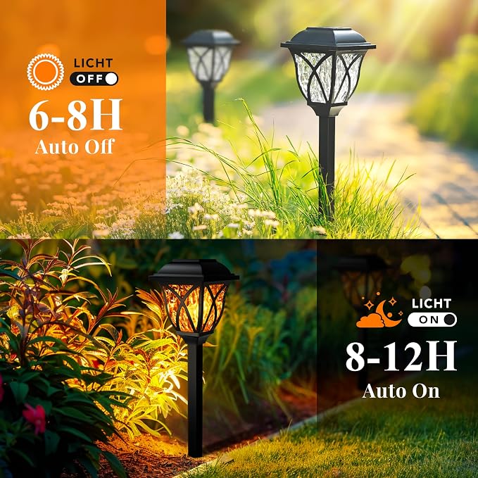 GIGALUMI Solar Lights Outdoor Waterproof, LED Solar Garden Lights, Outdoor Decorations, Garden Decor for Yard, Patio, Landscape, Planter, Walkway