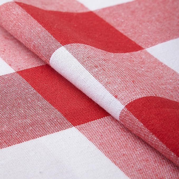 Encasa XO Cotton Cloth Napkins Set of 6, 17"x17" | Washable & Reusable Dinner Napkins Buffalo Red Checks Table Napkins for Farmhouse, Wedding, Holiday, Party & Everyday Dining