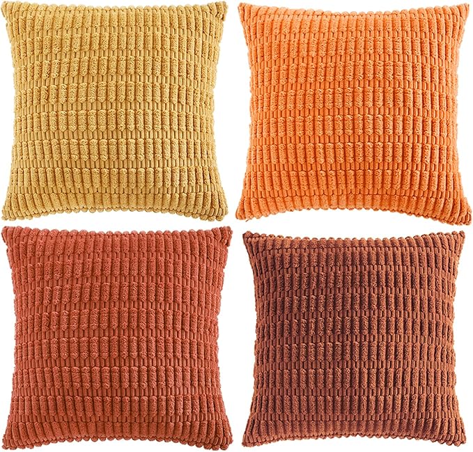 Fancy Homi 4 Packs Decorative Throw Pillow Covers for Living Room Couch Bed, Modern Farmhouse Boho Home Décor Accent Cushion Case, 14" x 14", Burnt Orange Series