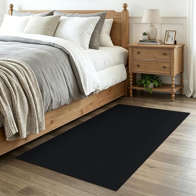 EARTHALL Washable Area Rug 3x4 Ft Non Slip Rugs for Entryway Braided Rubber Backed Throw Rugs Door Mat Indoor Outdoor Entrance Cotton Woven Rug for Kitchen Foyer Front Door Living Room, Black/Grey