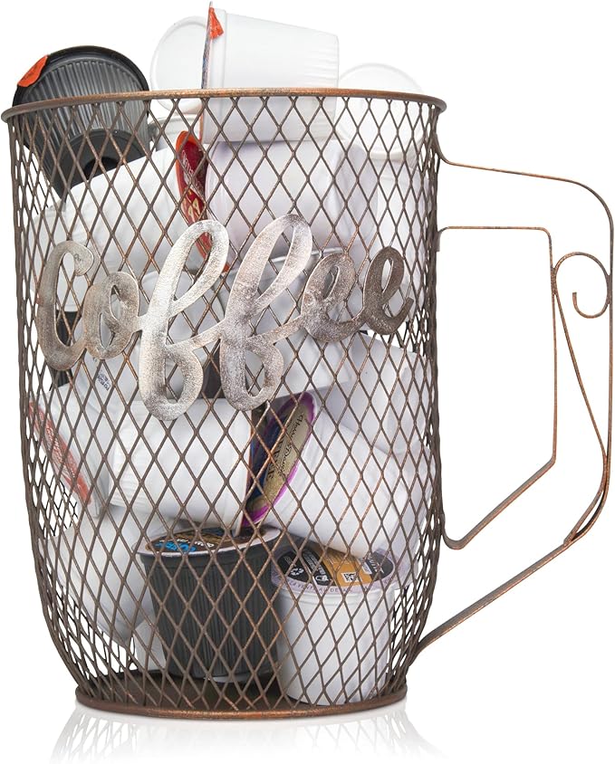 Made Easy Kit Coffee Pod Basket Organizer Practical Decoration - Compatible with Keurig K-Cup Pods & Capsules - Home Cafe Bar Decor Useful Kitchen Countertop Freestanding (Coffee Mug)