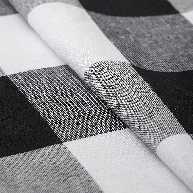 Encasa XO Cotton Dining Table Runner | Buffalo Black Checks | Size 13x72 in - Machine Washable & Durable