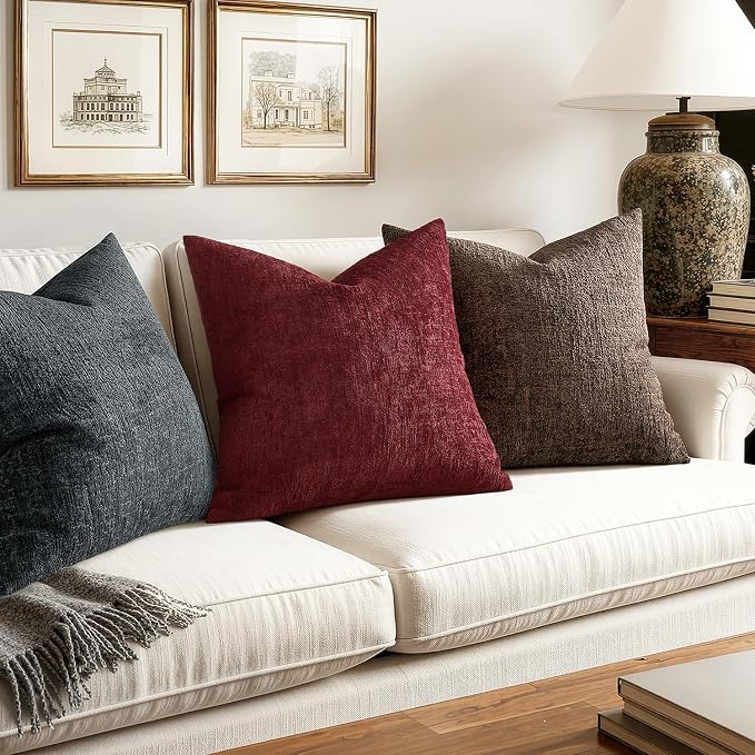 MIULEE Decorative Throw Pillow Covers 12x20 Pack of 2 Dark Grey Couch Pillow Covers Soft Cozy Textured Chenille Pillowcases for Home Decor Sofa Living Room Cushion Bedroom