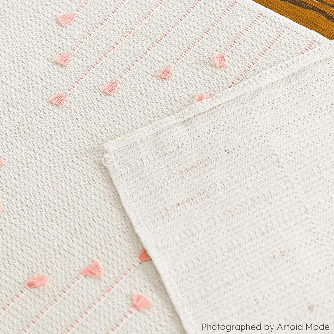 Artoid Mode Pink Boho Table Runner for Farmhouse Rustic，Seasonal Holiday Macrame Burlap Kitchen Dining Table Decoration for Home Party Decor 12x72 Inch