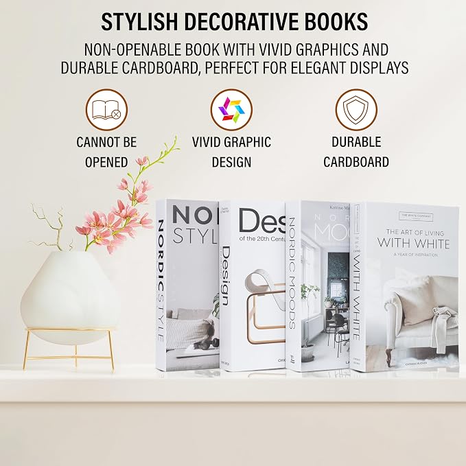 PROBENEX 4 Pcs Decorative Books | Faux Modern Black Shelf & Table Decor | Looks Luxe, Lightweight, Tool-Free - Instant Shelf and Table Styling