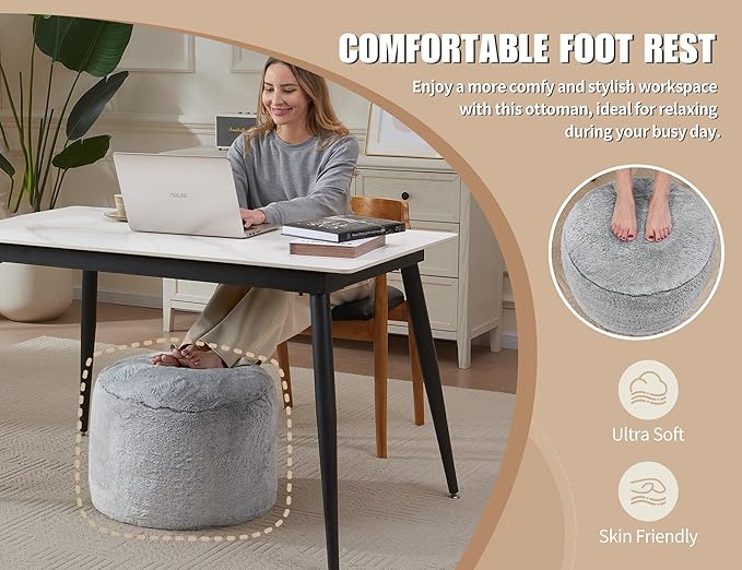 WSOFRLAC Round Pouf Ottoman 26 * 18" Small Ottoman Foot Rest Pouf Brown Foot Stools for Living Room Comfortable and Dirt Resistant Poofs/Ottomans Furniture Round Ottomans Floor Poufs for Home Decor