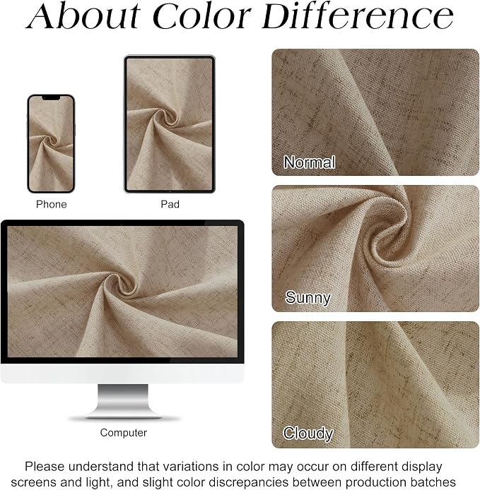 Naturoom Extra Long Linen Shower Curtain 96 Inch Long for Bathroom Boho Farmhouse Fabric Shower Curtains Set with Hooks Neutral Cloth Modern Cottage Core Waterproof,Eggshell Beige