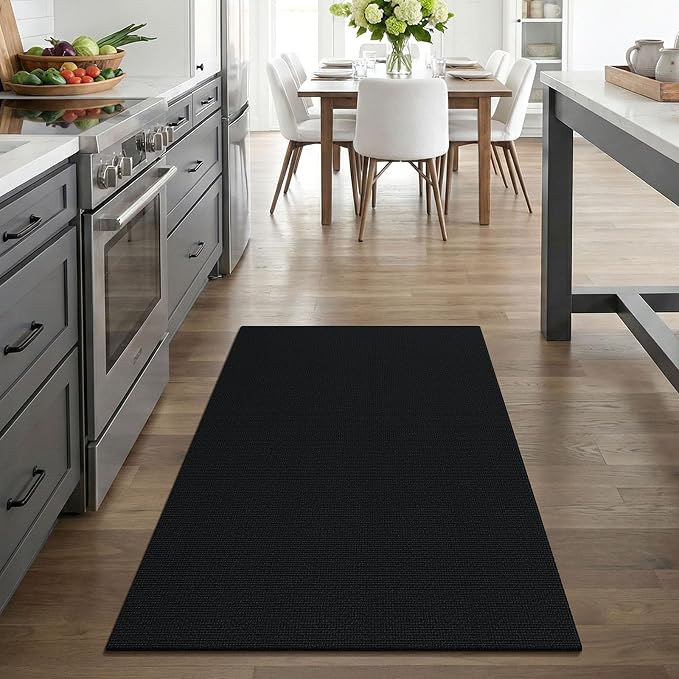 EARTHALL Washable Area Rug 3x4 Ft Non Slip Rugs for Entryway Braided Rubber Backed Throw Rugs Door Mat Indoor Outdoor Entrance Cotton Woven Rug for Kitchen Foyer Front Door Living Room, Black/Grey