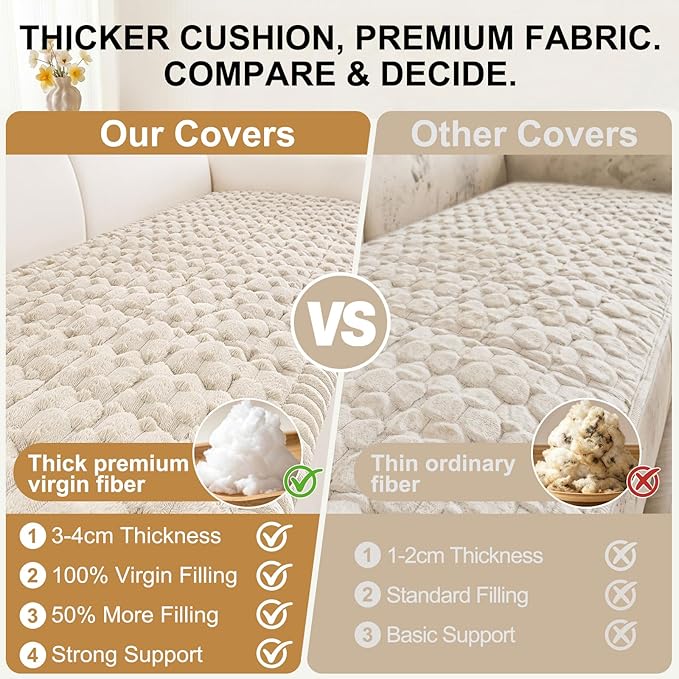 Smiry Couch Covers for Dogs Washable, Non Slip Fuzzy Pet Couch Covers for Sofa, Soft Thick Sofa Slipcovers Furniture Protector Pet Friendly (Apricot, 27.6" x 47")