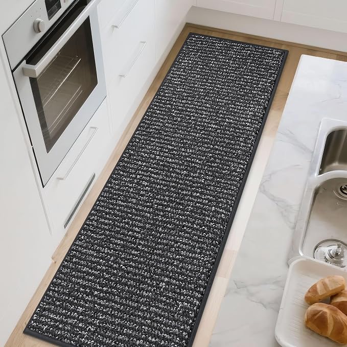 BEQHAUSE Kitchen Runner Rugs 24"x72", Non-Slip Kitchen Mats for Floor, Super Absorbent and Stain Resistant Kitchen Rug, Machine Washable Rugs for Kitchen, Hallway, Laundry & Sink, Charcoal