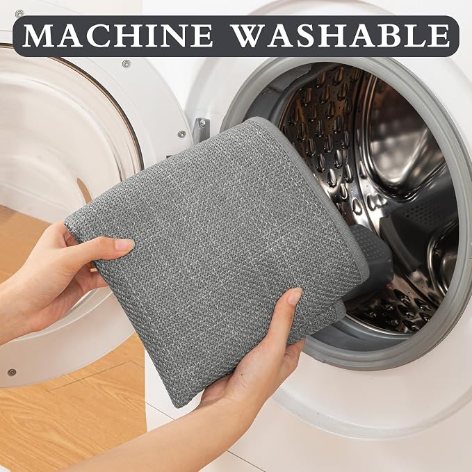 YIHOUSE Grey Bathroom Rug Sets 5 Piece, Absorbent Bath Mat for Bathroom Non Slip Washable, Bathroom Mat Quick Dry, Thin Bath Rug Set for Toilet and Floor