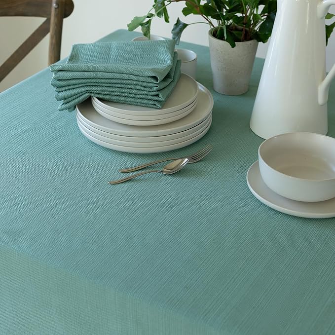 Benson Mills Cameron Textured Fabric Table Cloth, for Everyday Home Dining, Parties, Weddings & Spring Holiday Tablecloths (52" x 70" Rectangular, Nile Blue)