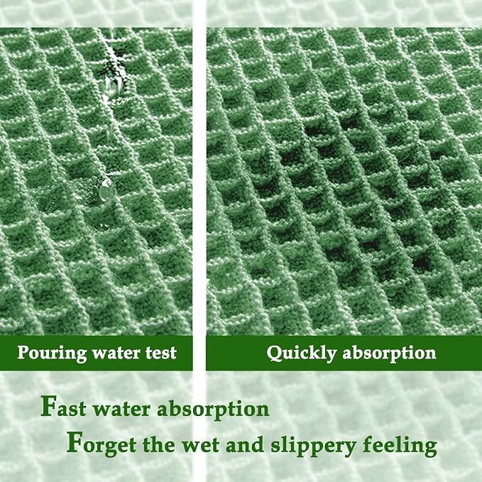 ZALL Sage Green Waffle Bath Mat,Super Absorbent Non Slip Bathroom Rug, 24x48inch, Machine Washable Ultra Soft Floor Mats