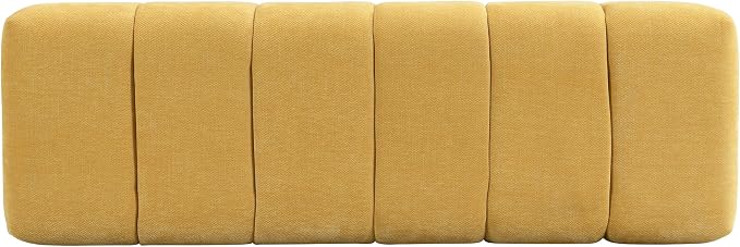 Christopher Knight Home Manila 50" Chenille Fabric Dining Bench for 2 People, Upholstery Ottoman Bench, End of Bed Footstool, Living Room Sofa Extra Seat/Footrest, No Assembly Needed, Mustard Yellow