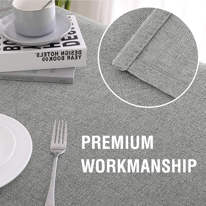 H.VERSAILTEX Linen Textured Tablecloth 60 x 120 Waterproof Decorative Table Cloth Spill-Proof Linen Look Cover for Party Table Extra Soft and Thick Fabric Wrinkle Free, Heather Gray