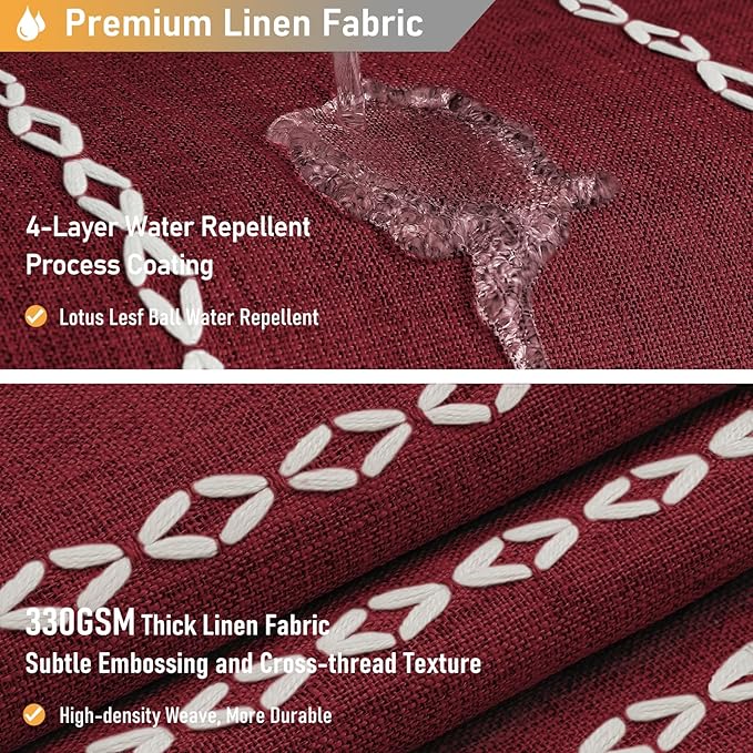 BTTN Stall Fabric Shower Curtain - 54x78 Boho Striped Linen Heavy Duty Tassel Shower Curtain Set with 10 Hooks, Narrow Rustic Modern Farmhouse Bohemian Thick Shower Curtains for Bathroom - Burgundy