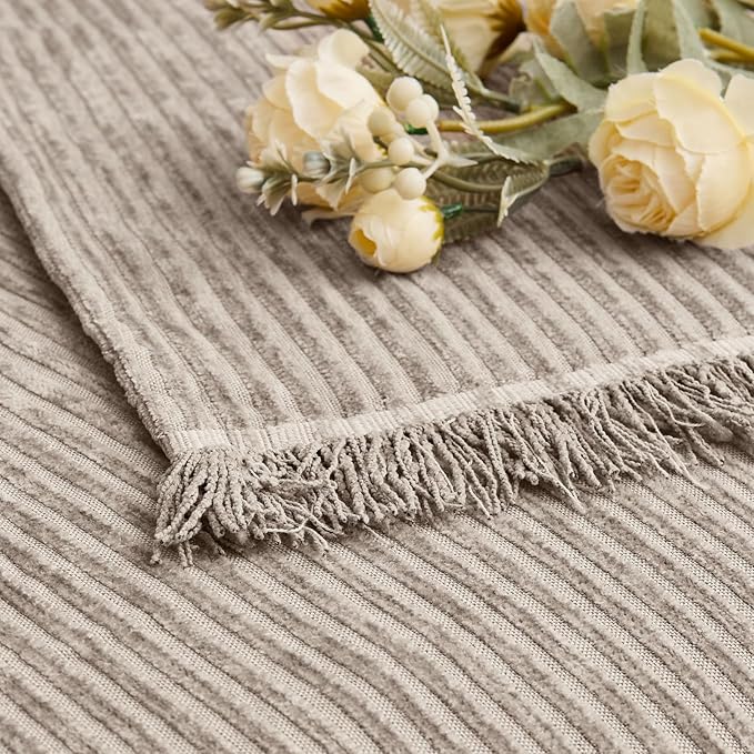 LOMAO Couch Cover Sofa Covers for 3 Cushion Sectional Couch Covers L Shape Couch Cover with Tassel Sofa Protector Washable Reversible Chenille Sofa Slipcover for Pet (Khaki,XLarge（71 * 134)