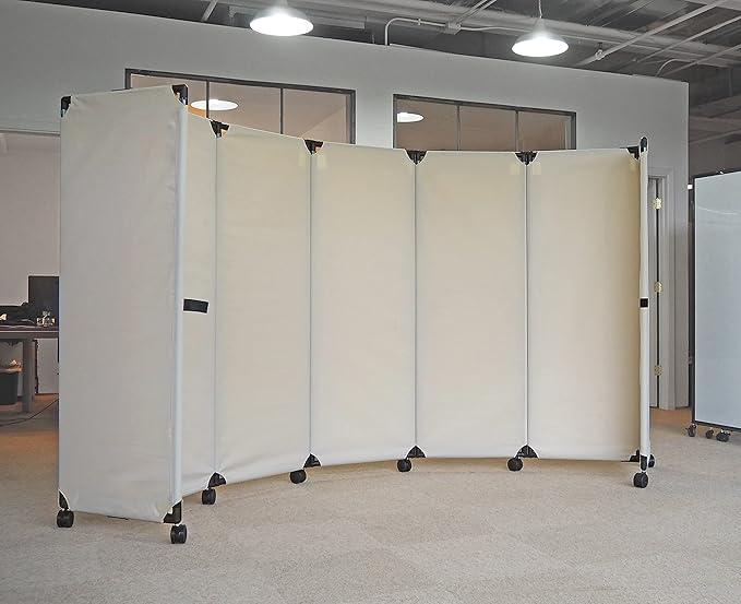 Versare MP10H Portable Folding Wall Partition | Economical 5 Panel Design | Portable Room Divider On Wheels | Adjustable, Freestanding Setup | Multiple Widths