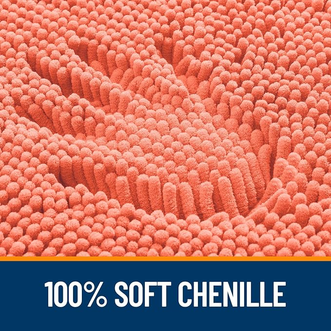 OLANLY Bathroom Runner Rugs 47x17, Extra Soft Absorbent Chenille Bath Rugs, Rubber Backing Quick Dry, Machine Washable Long Bath Mats for Bathroom Floor, Tub and Shower, Home Decor Accessories, Coral